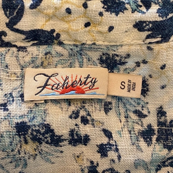 Faherty Salinas Floral Lace-up Linen Top blue 33764 - Picture 12 of 15